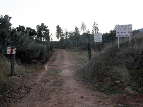 Partiremos de la urbanización de Cinco Casas. Siguiendo el camino que la cruza, en dirección E, (hacia Puerto Lápice), nada más terminar las casas, a nuestra derecha, sale perpendicularmente un carrilillo por el que comenzamos a caminar hacia el S. A pocos metros encontramos las señales y la cadena que impiden el paso a vehículos automóviles.